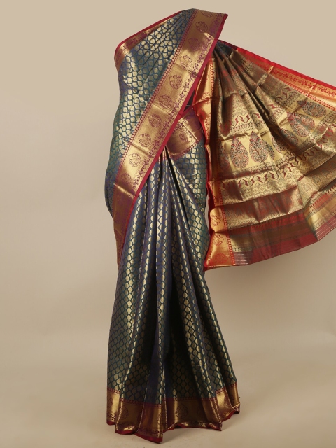 

Pothys Green & Red Ethnic Motifs Zari Art Silk Saree