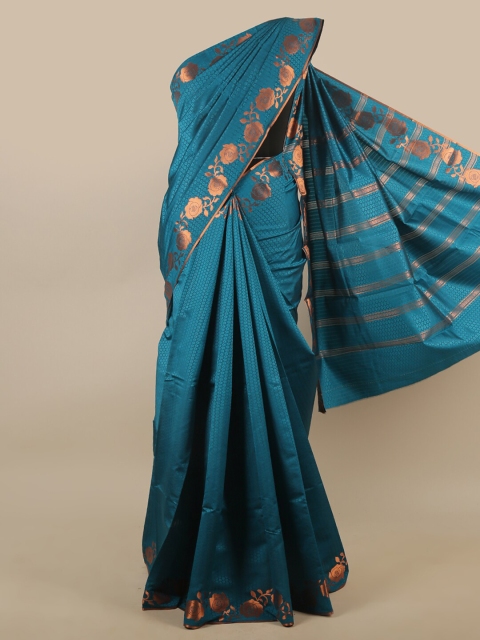 

Pothys Blue & Gold-Toned Ethnic Motifs Zari Art Silk Saree