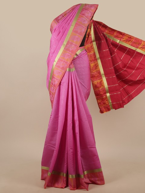 

Pothys Pink & Red Paisley Zari Art Silk Saree
