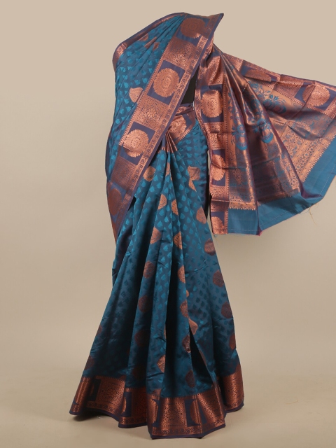 

Pothys Blue & Copper-Toned Ethnic Motifs Art Silk Saree