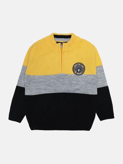 

CHIMPRALA Boys Yellow & Black Colourblocked Pullover