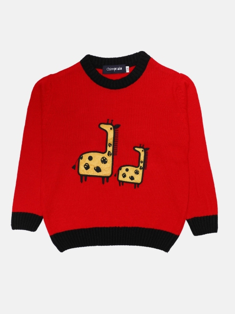 

CHIMPRALA Boys Red & Black Printed Pullover