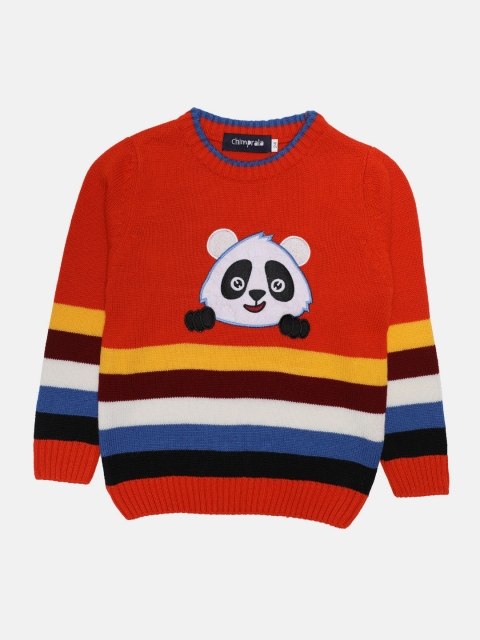 

CHIMPRALA Boys Orange & Yellow Colour-blocked Pullover