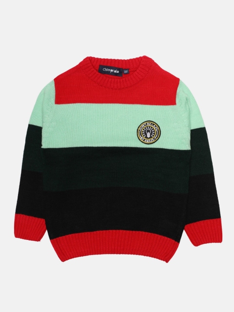 

CHIMPRALA Boys Red & Black Colourblocked Woolen Pullover