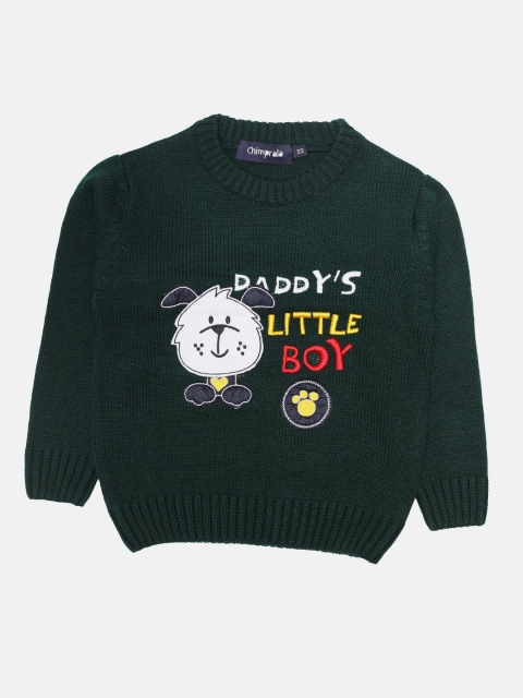 

CHIMPRALA Boys Green & White Printed Pullover