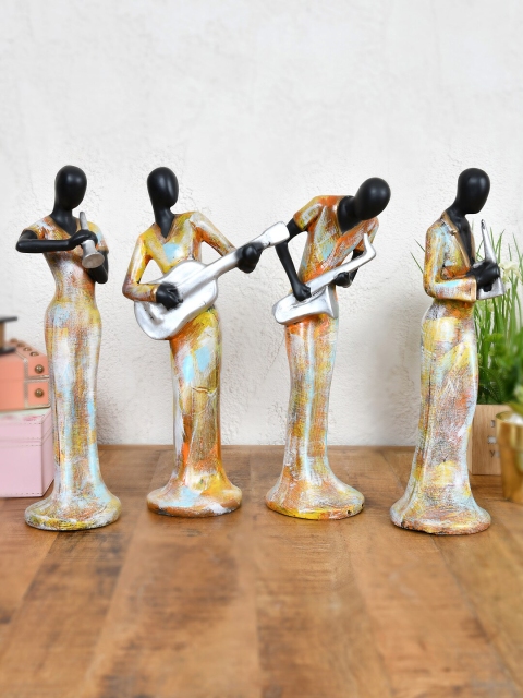 

Clasiko Set Of 4 Statues With Musical Instruments, Orange
