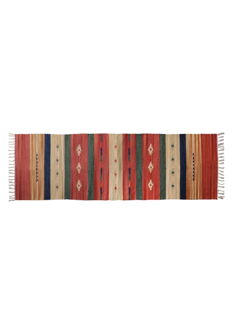 

SANDED EDGE Beige & Maroon Woven Design Cotton Dhurrie