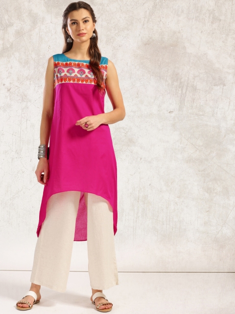 

Anouk Women Pink Printed A-Line Kurta