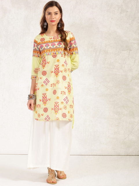 

Anouk Women Yellow Printed A-Line Kurta