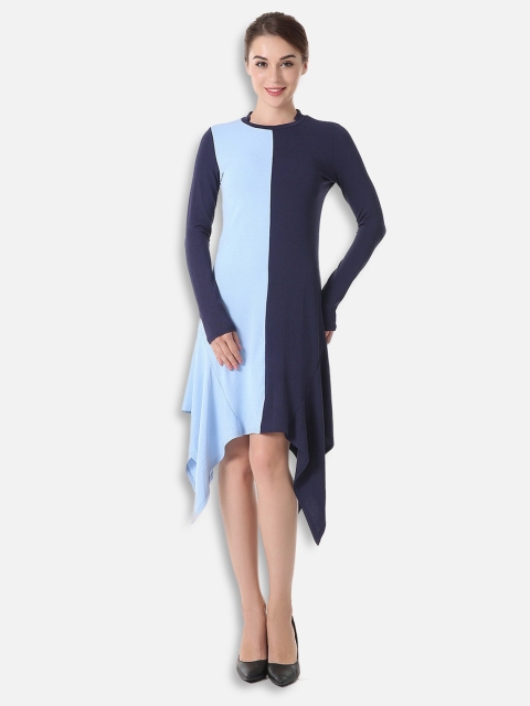 

JC Collection Blue Colourblocked A-Line Dress