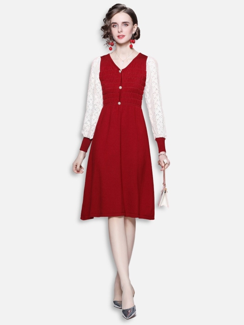 

JC Collection Women Red & White Colourblocked Dress