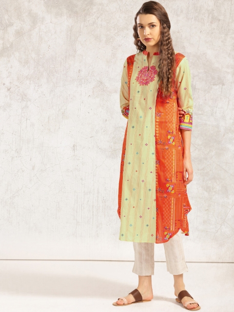 

Anouk Women Yellow & Orange Printed A-Line Kurta