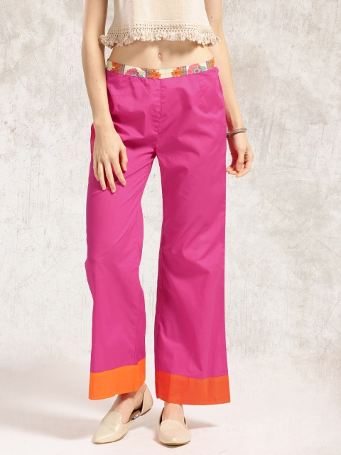 

Anouk Women Magenta Solid Parallel Trousers