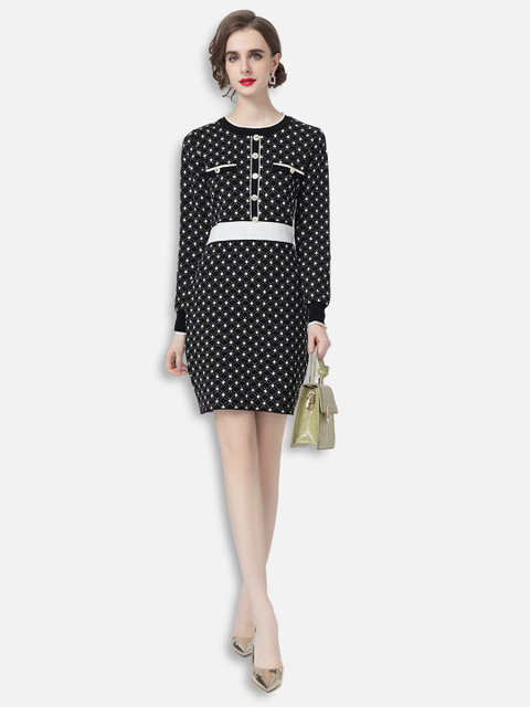 

JC Collection Black & White Sheath Dress