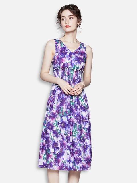 

JC Collection Purple Floral Dress