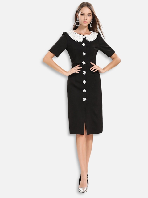 

JC Collection Black & White Peter Pan Collar Sheath Dress