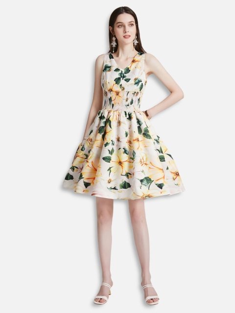 

JC Collection Yellow & Green Floral Dress