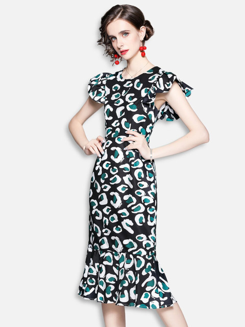 

JC Collection Green & Black Midi Dress