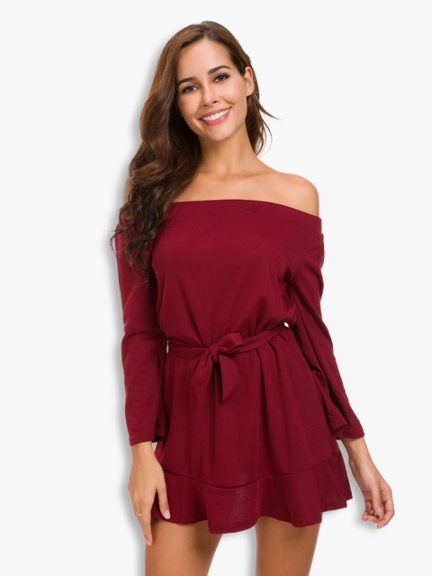 

JC Collection Red Off-Shoulder A-Line Mini Dress