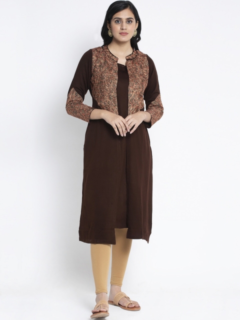 

Aujjessa Women Brown Yoke Design Kurta