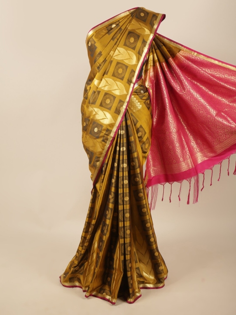 

Pothys Gold-Toned & Red Ethnic Motifs Zari Art Silk Saree