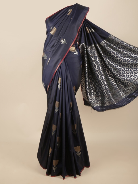 

Pothys Blue & Gold-Toned Ethnic Motifs Zari Art Silk Saree