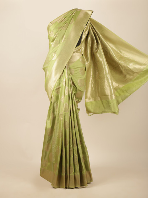 

Pothys Green & Gold-Toned Ethnic Motifs Zari Art Silk Saree