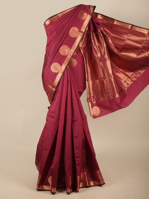 

Pothys Magenta & Copper-Toned Ethnic Motifs Zari Art Silk Saree