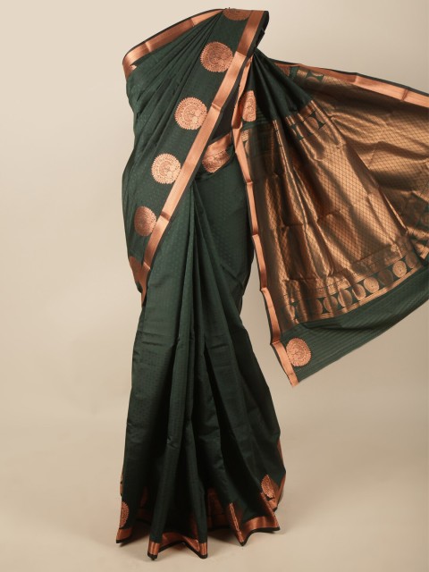 

Pothys Green & Copper-Toned Ethnic Motifs Zari Art Silk Saree