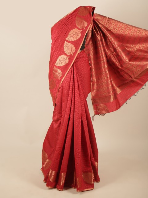 

Pothys Red Ethnic Motifs Woven Design Butter Silk Saree
