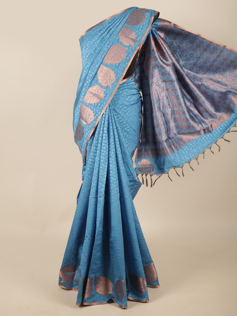 

Pothys Blue & Gold-Toned Woven Design Zari Art Silk Saree