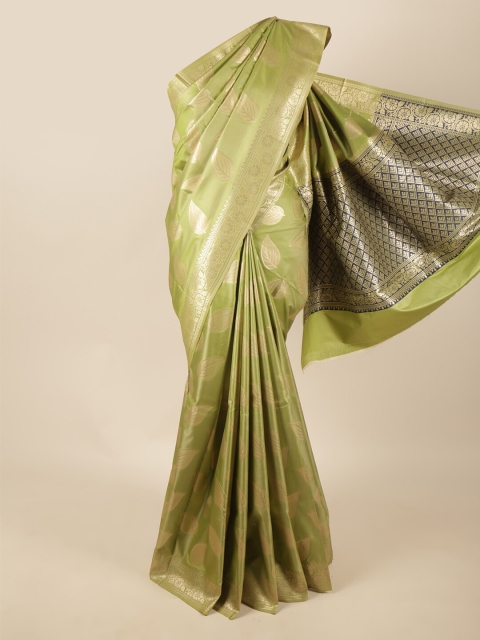 

Pothys Green & Gold-Toned Ethnic Motifs Zari Art Silk Saree