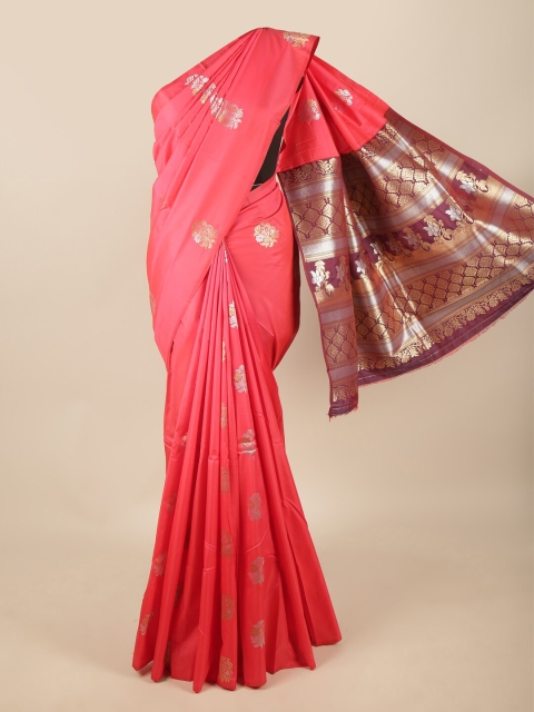 

Pothys Coral & Brown Woven Design Zari Art Silk Saree