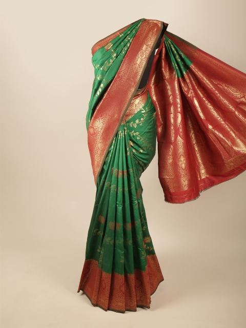 

Pothys Green & Red Floral Zari Art Silk Saree