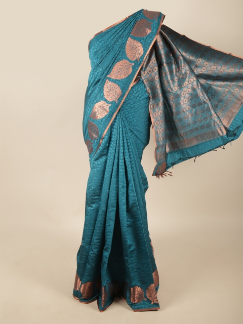 

Pothys Green & Copper-Toned Woven Design Zari Art Silk Saree