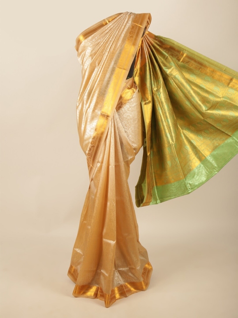

Pothys Gold-Toned & Green Woven Design Zari Art Silk Saree