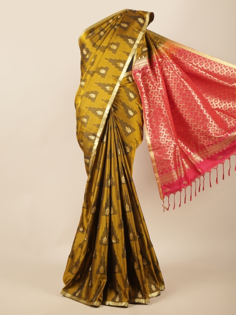 

Pothys Green & Red Ethnic Motifs Zari Art Silk Saree