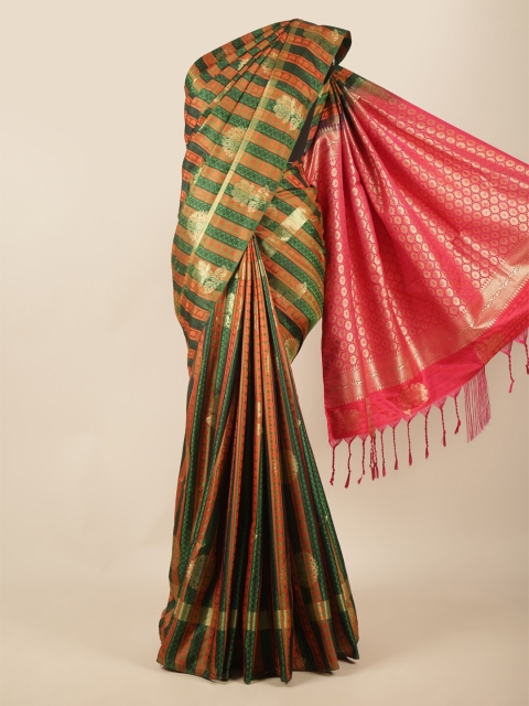 

Pothys Green & Orange Ethnic Motifs Zari Art Silk Saree