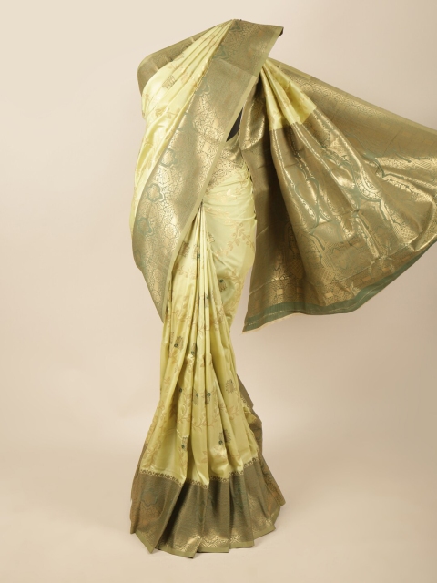 

Pothys Green & Gold-Toned Floral Zari Art Silk Saree