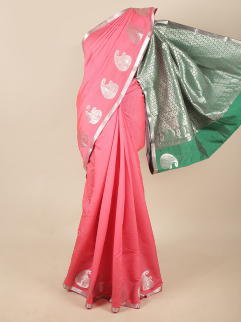 

Pothys Pink & Green Woven Design Zari Art Silk Saree