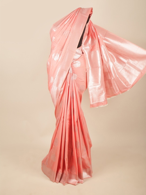 

Pothys Pink & Silver-Toned Woven Design Zari Art Silk Saree