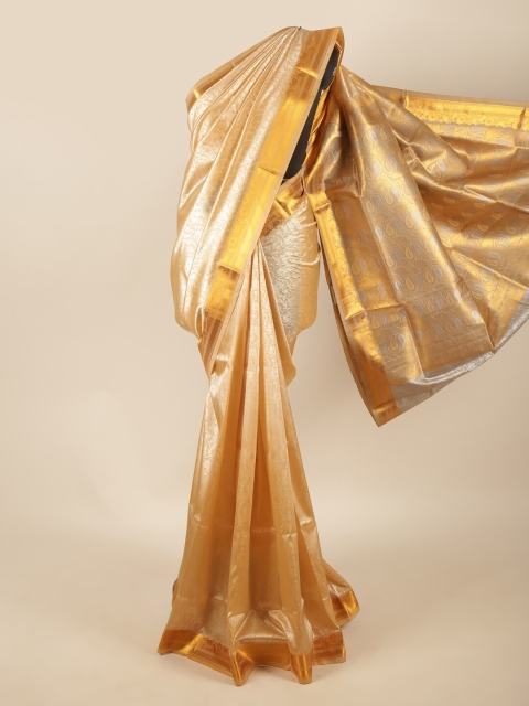 

Pothys Beige & Gold-Toned Ethnic Motifs Zari Art Silk Saree