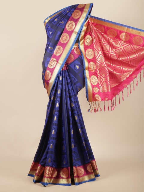 

Pothys Blue & Magenta Ethnic Motifs Zari Art Silk Saree