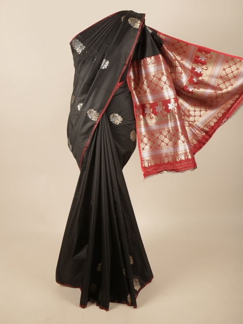 

Pothys Black & Red Floral Zari Art Silk Saree