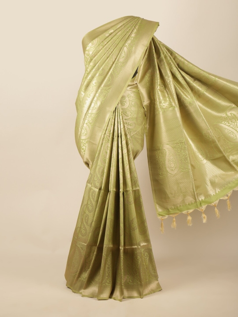 

Pothys Green & Gold-Toned Paisley Zari Art Silk Saree