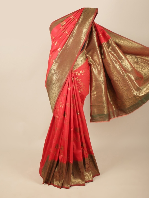

Pothys Red & Gold-Toned Ethnic Motifs Zari Art Silk Saree