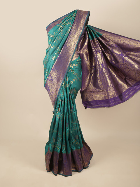 

Pothys Green & Violet Woven Design Zari Art Silk Saree