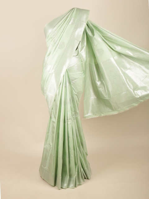 

Pothys Green & Silver-Toned Ethnic Motifs Zari Art Silk Saree