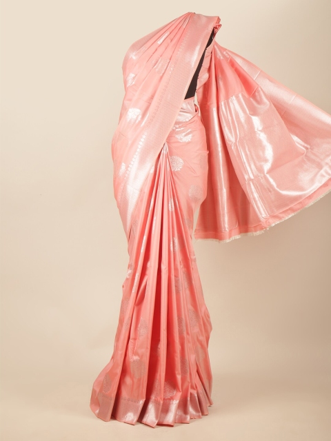 

Pothys Pink & Silver-Toned Woven Design Zari Art Silk Saree