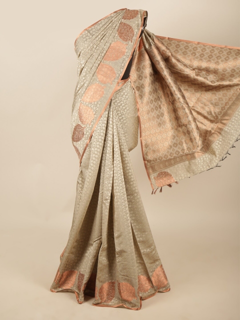 

Pothys Grey & Copper-Toned Woven Design Zari Art Silk Saree